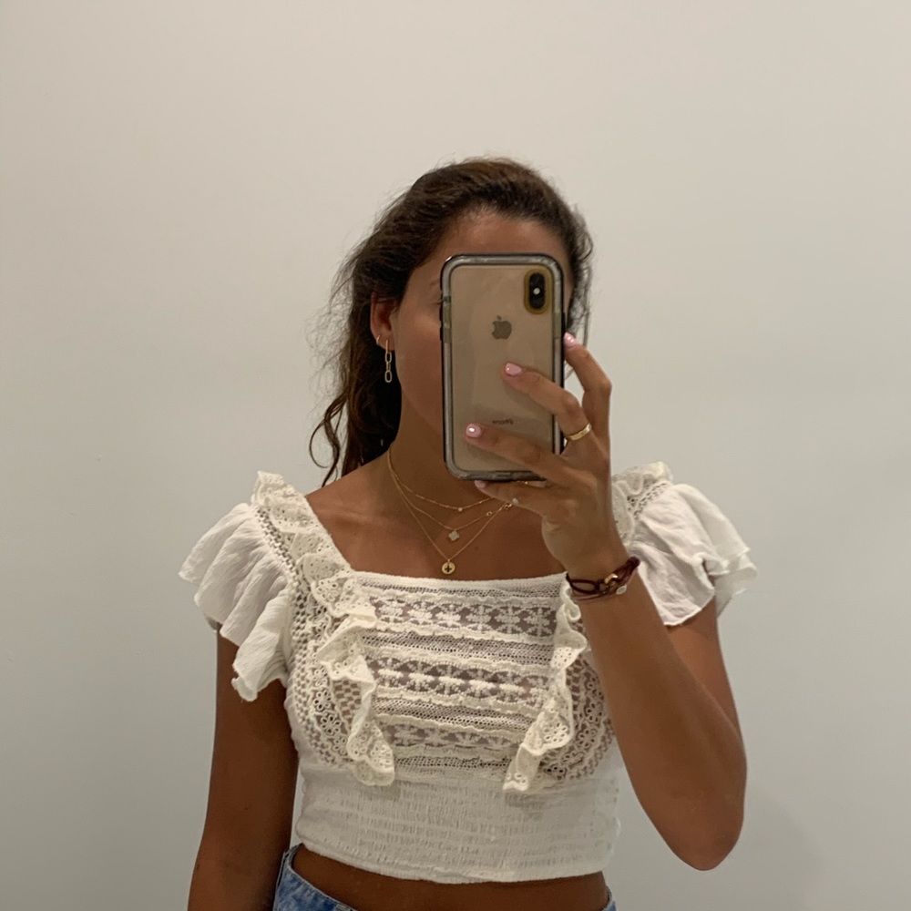 Floral and lace crop top